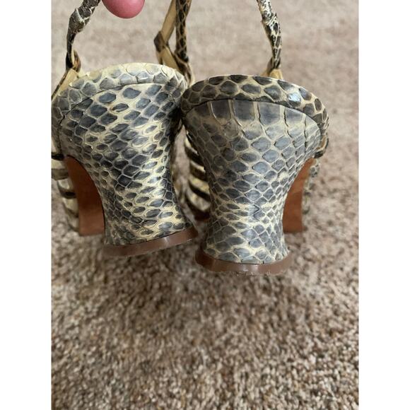 Ann Marino Snakeskin Leather Strappy Open Toe Heeled Sandal Size 7 M Womens - Picture 3 of 8